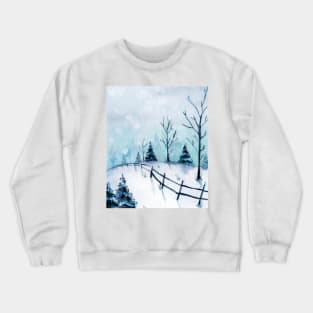 Winter landscape Christmas watercolor Crewneck Sweatshirt